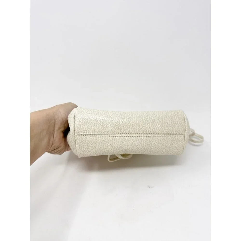 Furla Crossbody Shoulder Bag Purse Pebbled Leather‎ Made In Italy Ivory Small